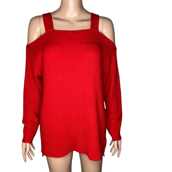 Sanctuary Sweater Womens XS Cold Shoulder Red New - Picture 10 of 14